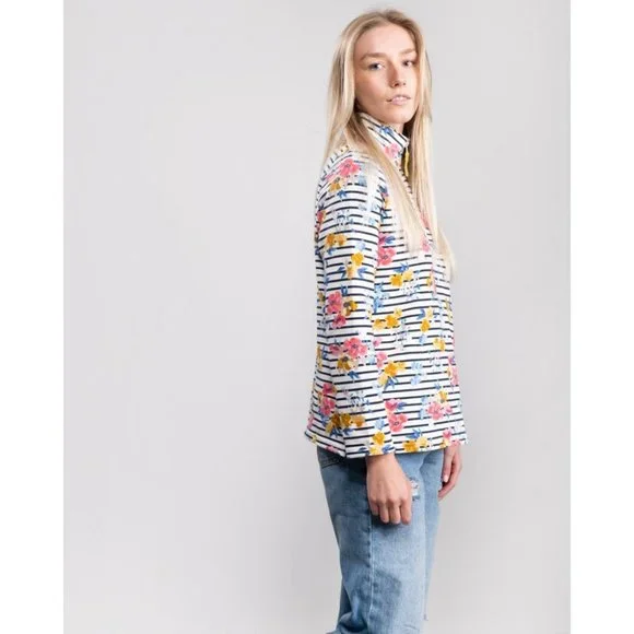 NWT Women Size 4 or 20 Joules Floral Casual Half Zip Floral Pip Print Sweatshirt - Picture 5 of 7